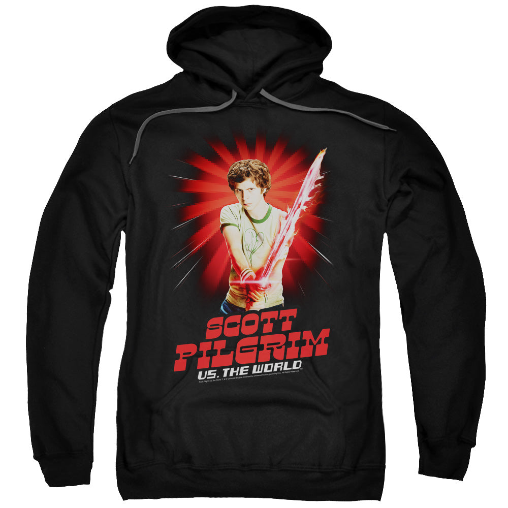SCOTT PILGRIM/SUPER SWORD - ADULT PULLOVER HOODIE - BLACK