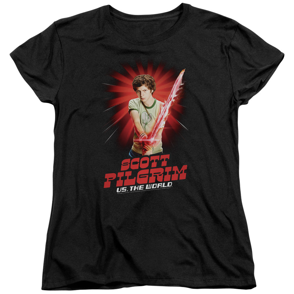 SCOTT PILGRIM/SUPER SWORD - S/S WOMENS TEE - BLACK