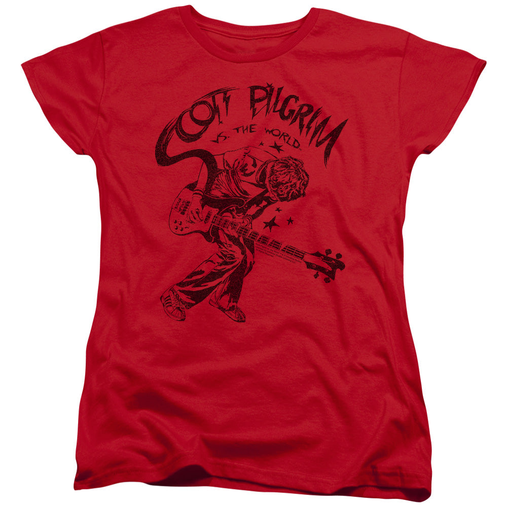 SCOTT PILGRIM/ROCKIN - S/S WOMENS TEE - RED