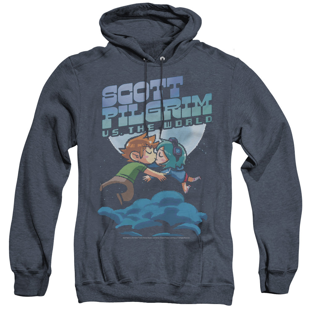 SCOTT PILGRIM/LOVERS - ADULT HEATHER HOODIE - NAVY