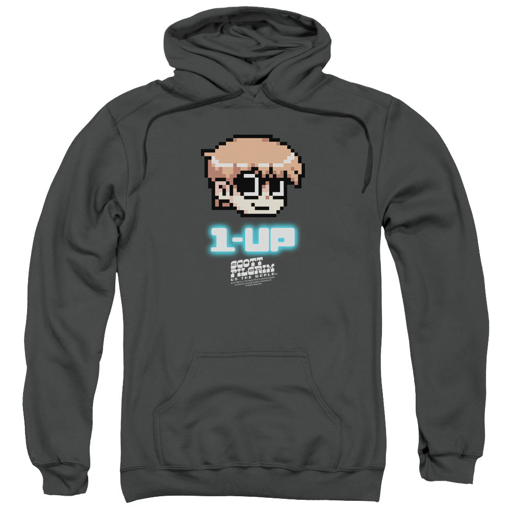 SCOTT PILGRIM/1 UP - ADULT PULLOVER HOODIE - CHARCOAL