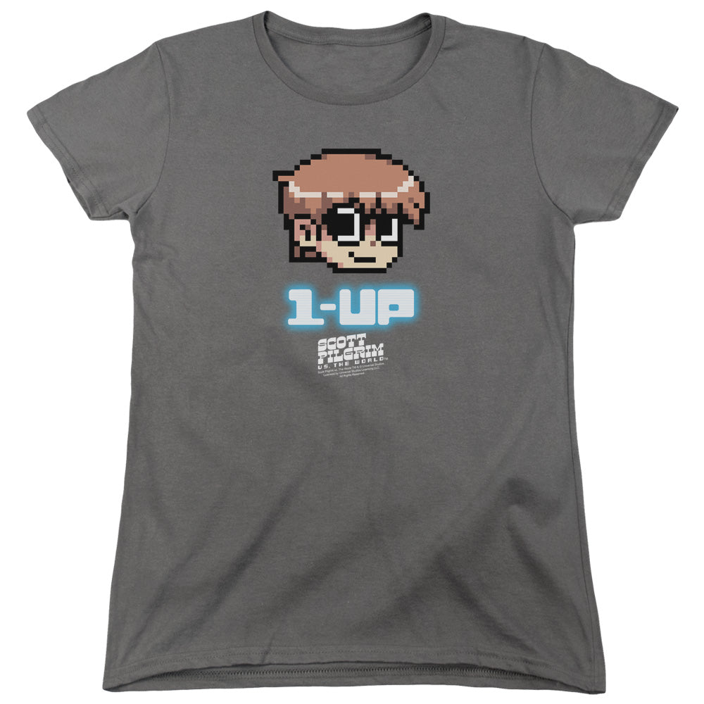 SCOTT PILGRIM/1 UP - S/S WOMENS TEE - CHARCOAL