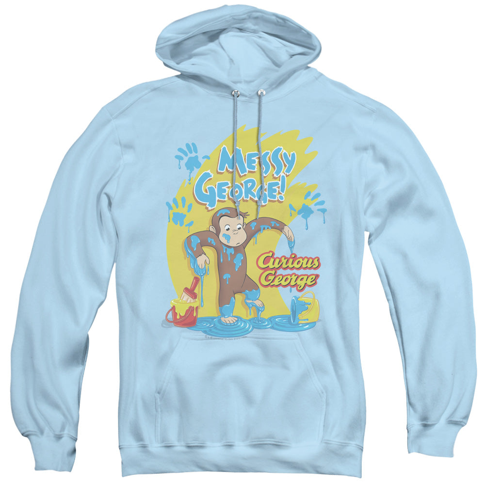 CURIOUS GEORGE/MESSY GEORGE - ADULT PULLOVER HOODIE - LIGHT BLUE - 2X  LIGHT BLUE