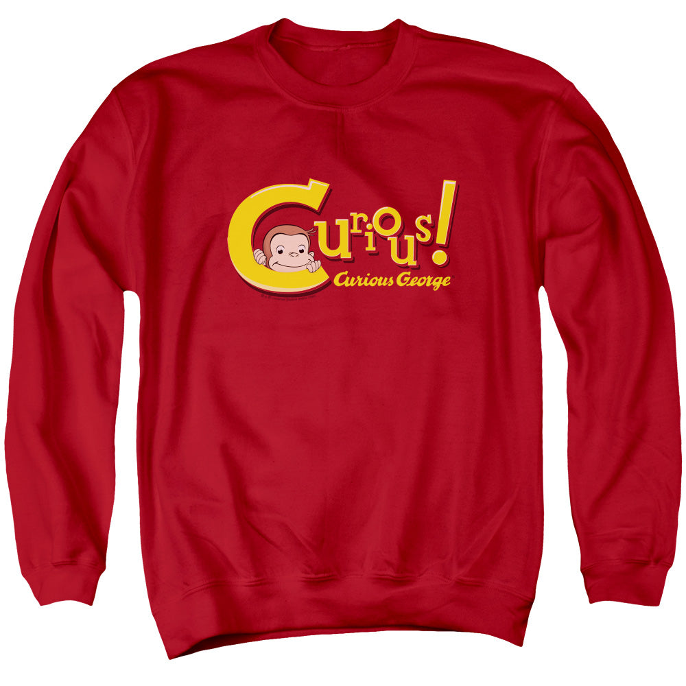 CURIOUS GEORGE/CURIOUS - ADULT CREWNECK SWEATSHIRT - RED