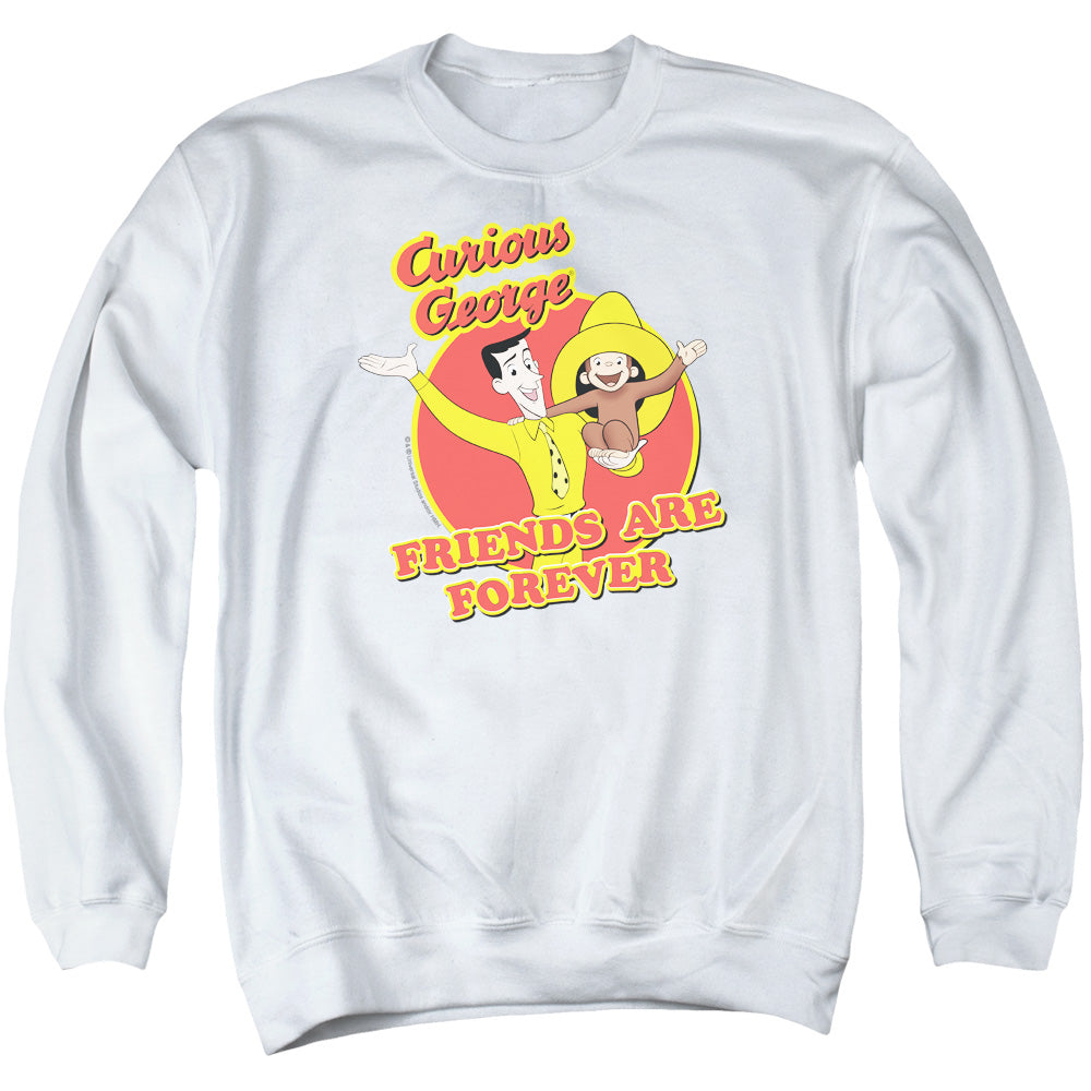 CURIOUS GEORGE/FRIENDS - ADULT CREWNECK SWEATSHIRT - WHITE