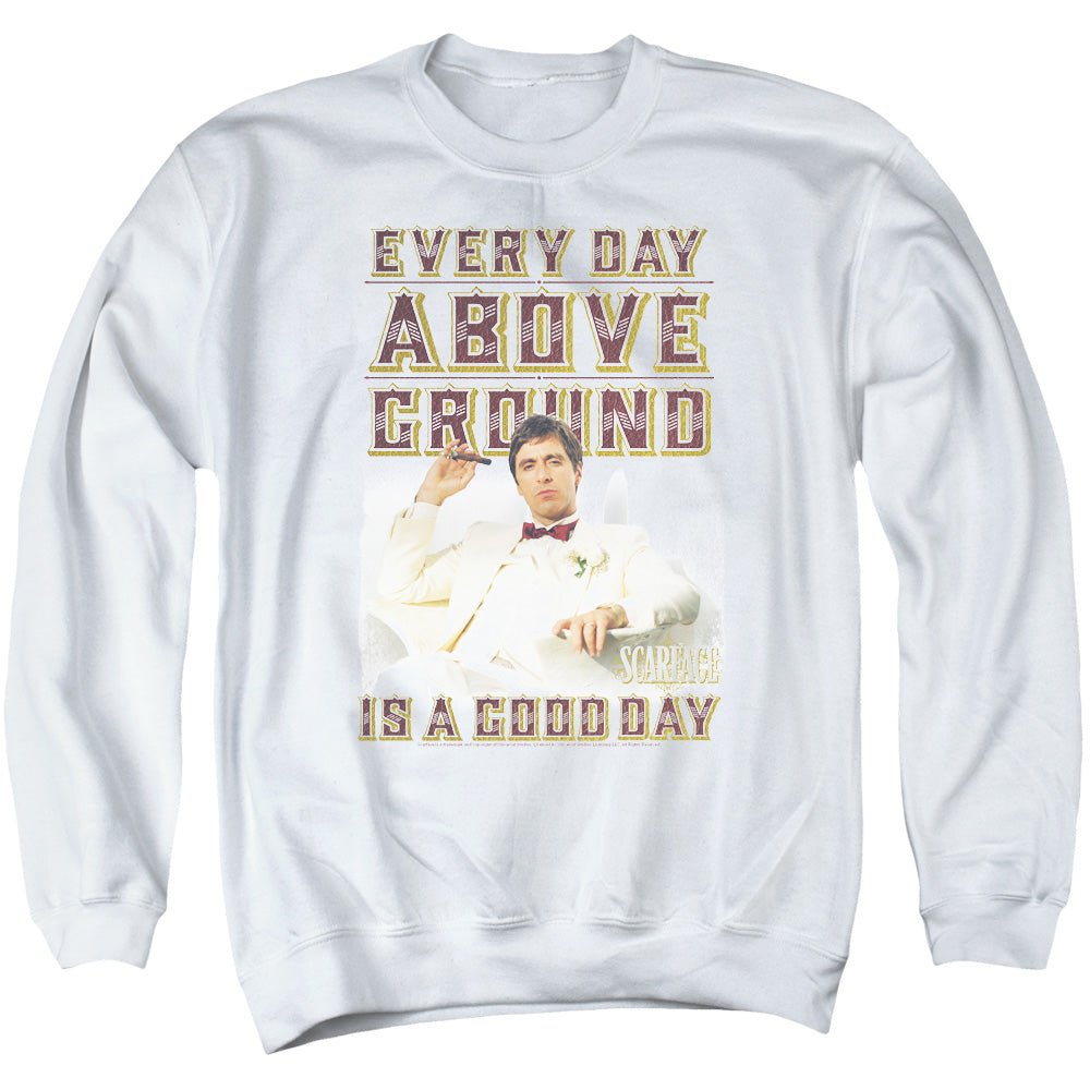 SCARFACE/ABOVE GROUND - ADULT CREWNECK SWEATSHIRT - WHITE