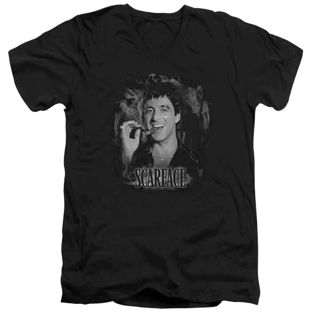 SCARFACE/SMOKEY SCAR - S/S ADULT V-NECK 30/1 - BLACK