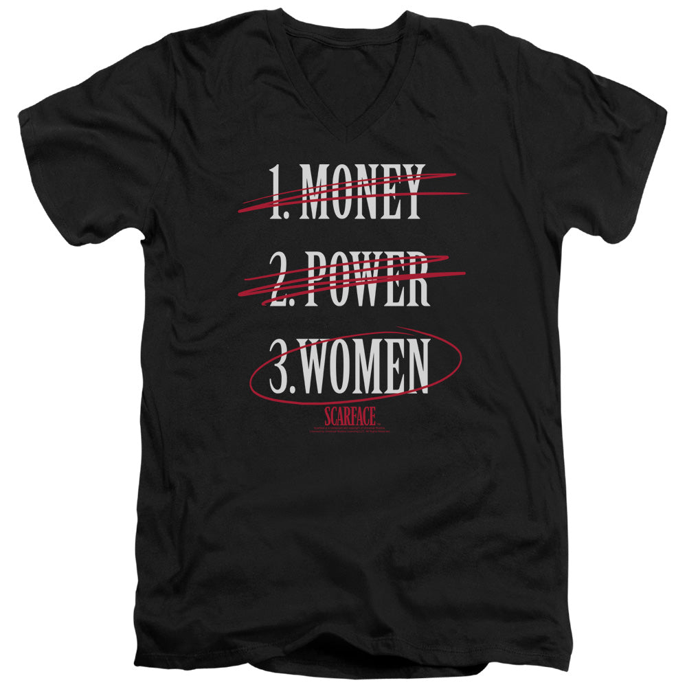 SCARFACE/MONEY POWER WOMEN - S/S ADULT V-NECK 30/1 - BLACK