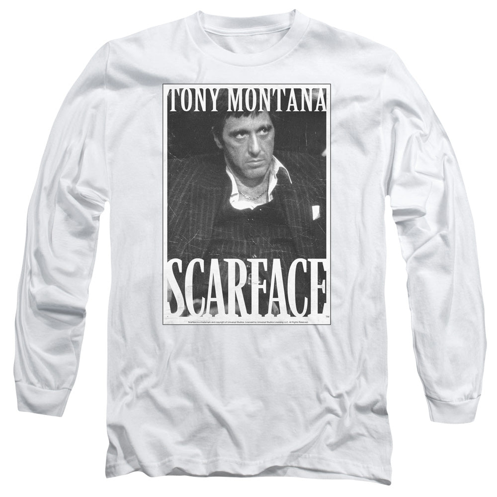 SCARFACE/BUSINESS FACE - L/S ADULT 18/1 - WHITE