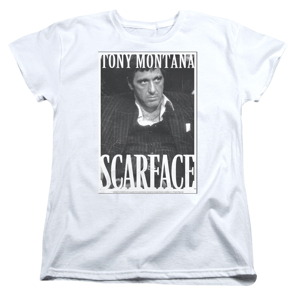 SCARFACE/BUSINESS FACE - S/S WOMENS TEE - WHITE