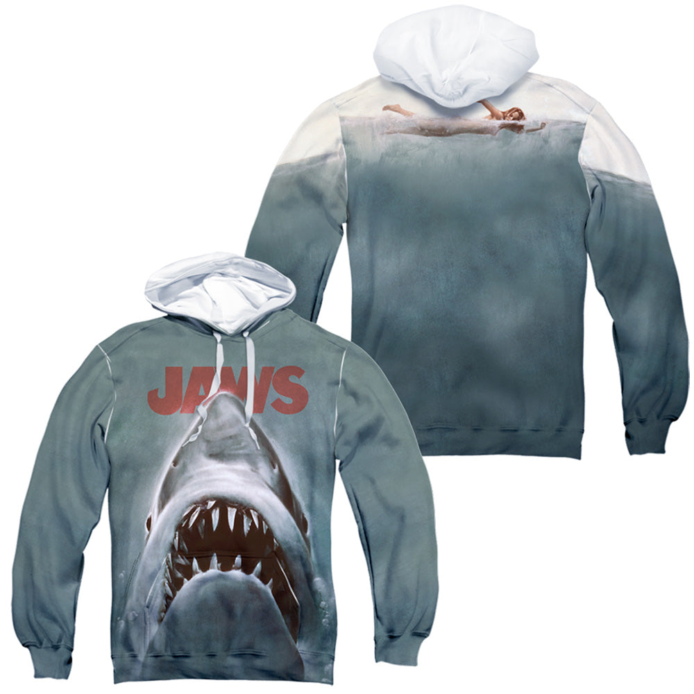 JAWS/POSTER (FRONT/BACK PRINT) - ADULT POLY PULLOVER HOODIE - MULTI