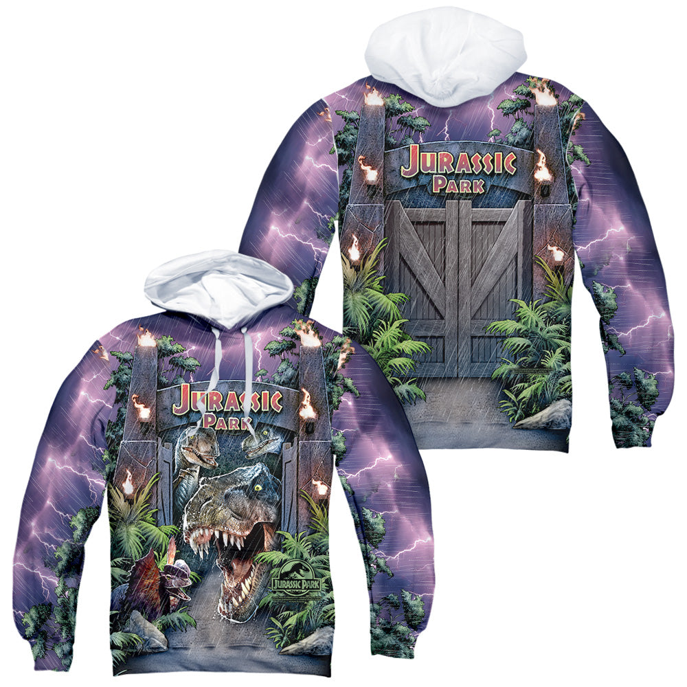 JURASSIC PARK/WELCOME TO THE PARK (FRONT/BACK PRINT) - ADULT POLY PULLOVER HOODIE - MULTI