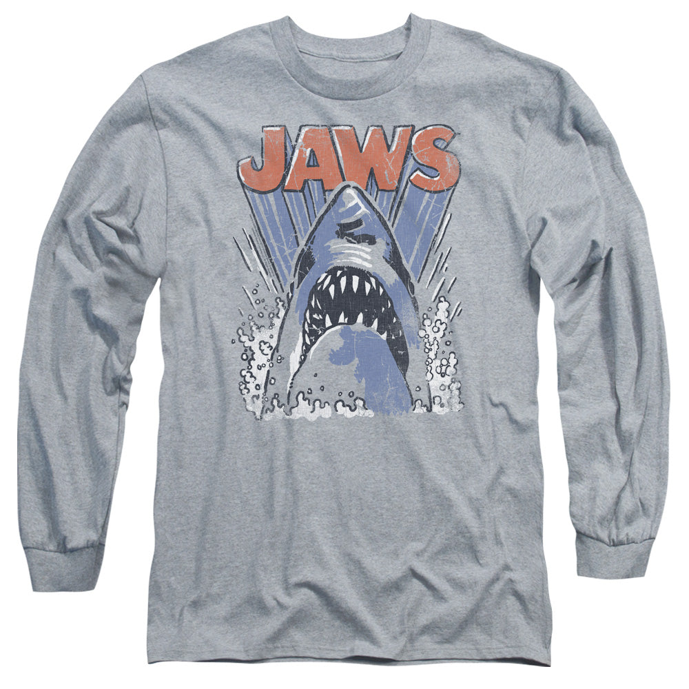 JAWS/COMIC SPLASH -  L/S ADULT 18/1  - ATHLETIC HEATHER