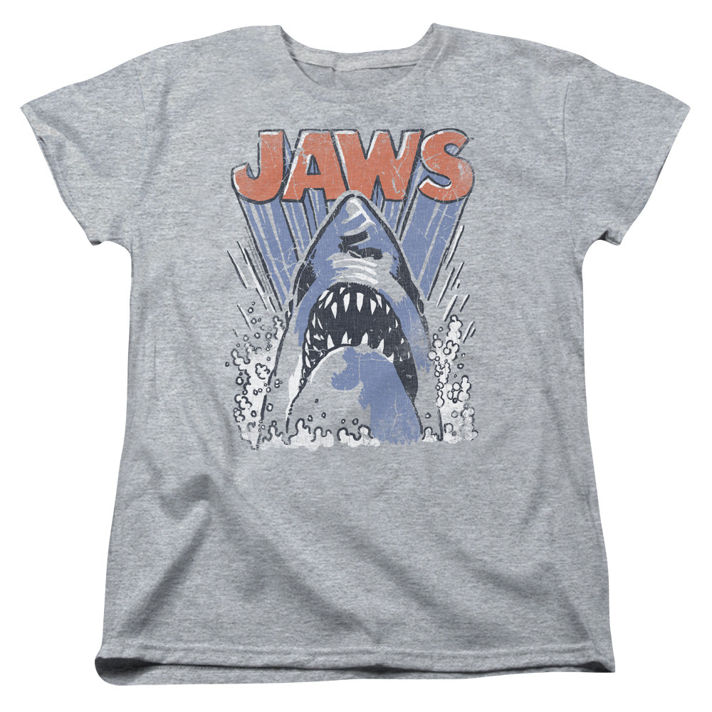 JAWS/COMIC SPLASH - S/S WOMENS TEE - ATHLETIC HEATHER
