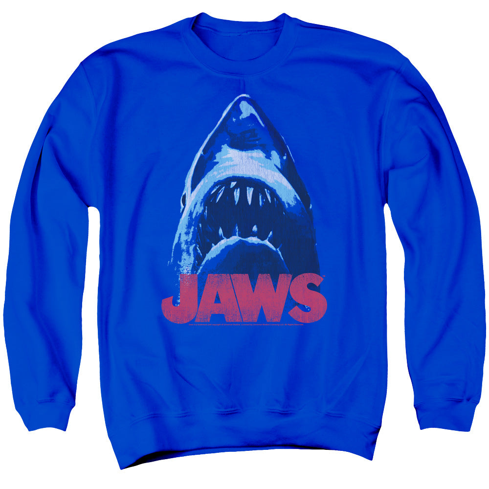 JAWS/FROM BELOW - ADULT CREWNECK SWEATSHIRT - ROYAL BLUE