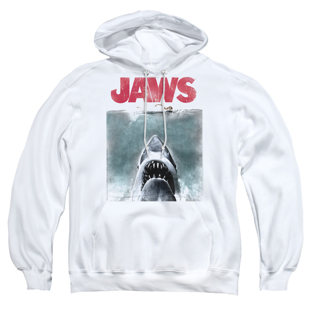JAWS/VINTAGE POSTER - ADULT PULLOVER HOODIE - WHITE