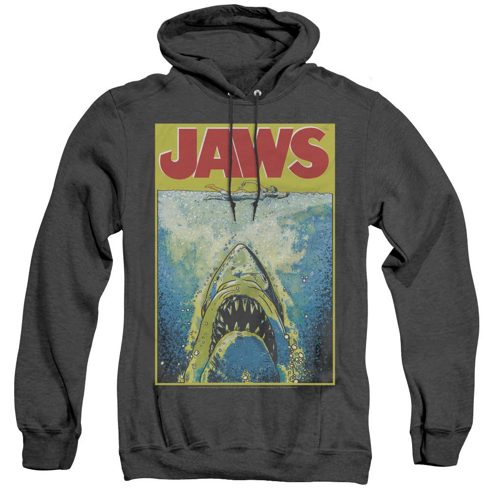 JAWS/BRIGHT JAWS - ADULT HEATHER HOODIE - BLACK