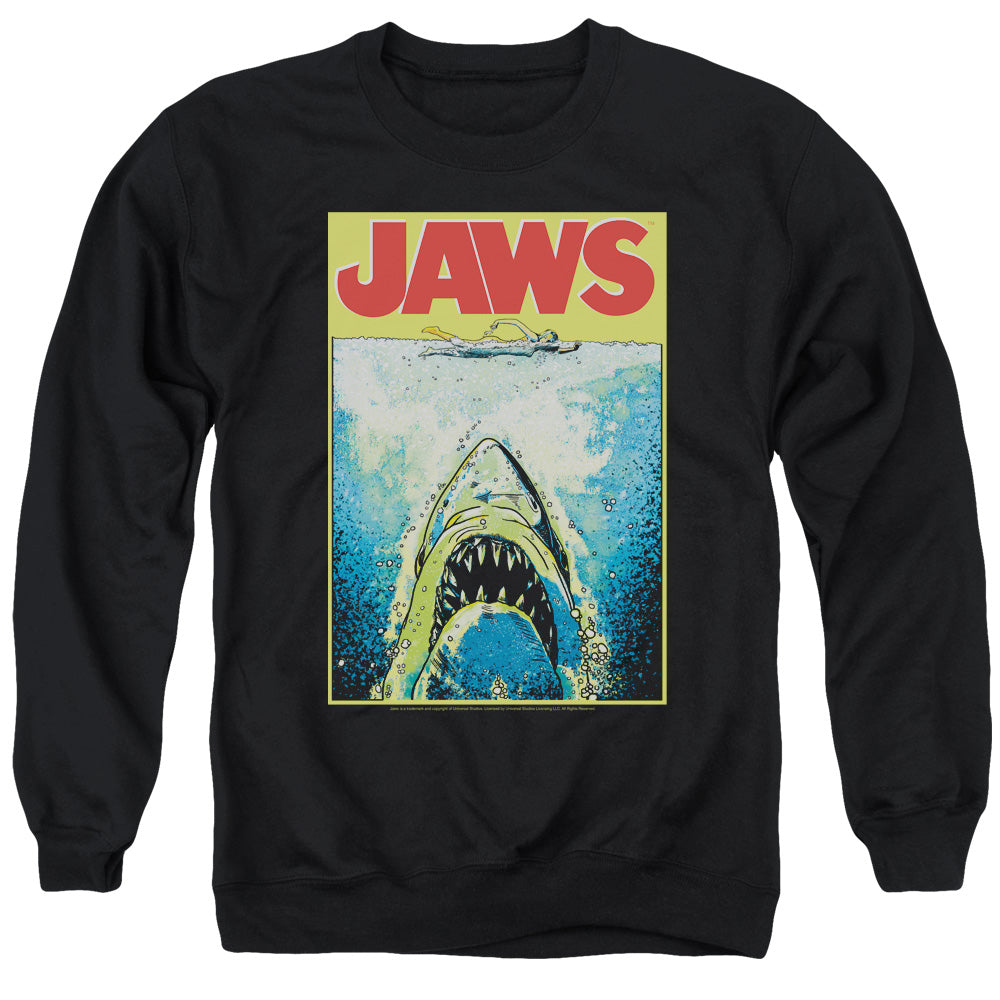 JAWS/BRIGHT JAWS - ADULT CREWNECK SWEATSHIRT - BLACK