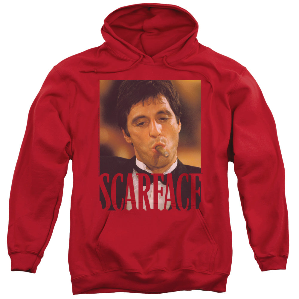 SCARFACE/SMOKING CIGAR - ADULT PULLOVER HOODIE - RED