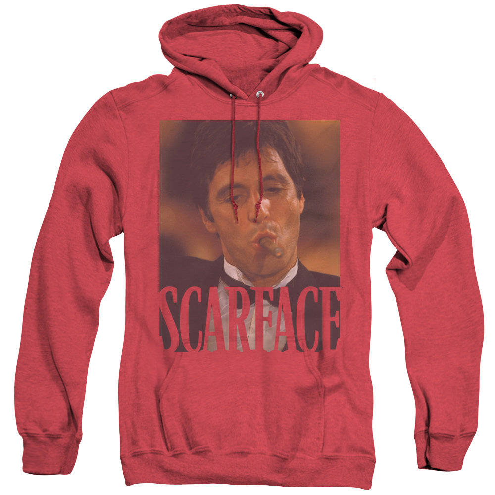 SCARFACE/SMOKING CIGAR - ADULT HEATHER HOODIE - RED