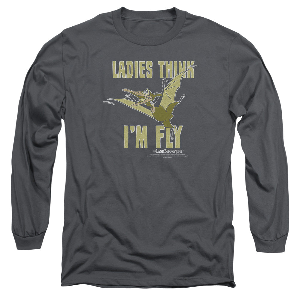 LAND BEFORE TIME/IM FLY -  L/S ADULT 18/1  - CHARCOAL