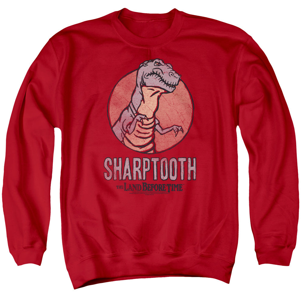 LAND BEFORE TIME/SHARPTOOTH - ADULT CREWNECK SWEATSHIRT - RED