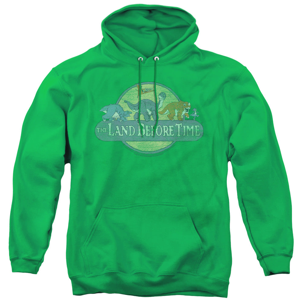 LAND BEFORE TIME/RETRO LOGO - ADULT PULLOVER HOODIE - KELLY GREEN