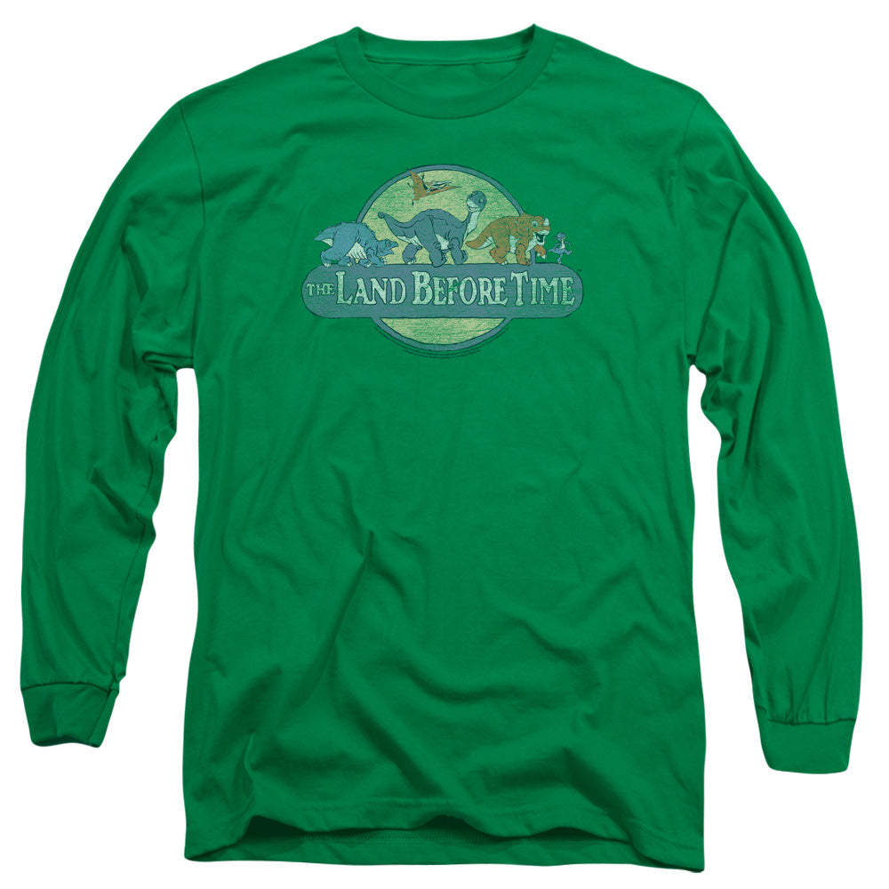 LAND BEFORE TIME/RETRO LOGO -  L/S ADULT 18/1  - KELLY GREEN