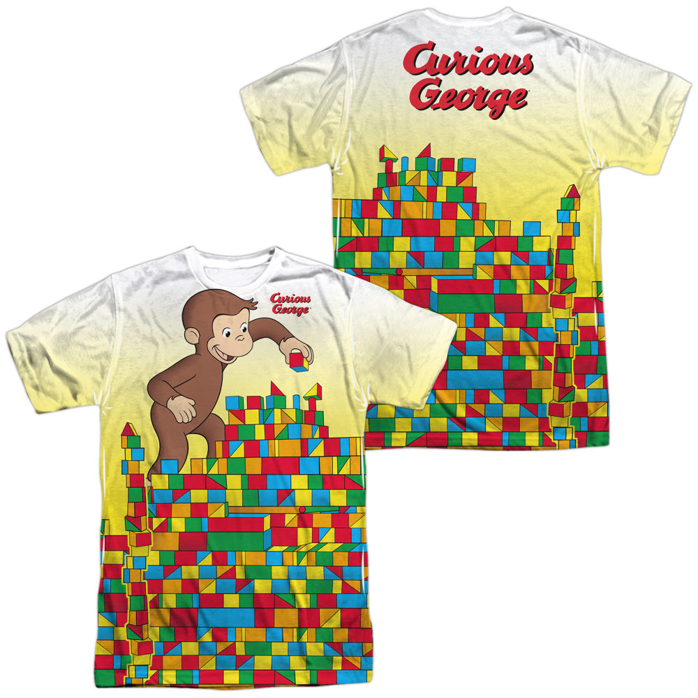 CURIOUS GEORGE/BUILDING BLOCKS (FRONT/BACK PRINT) - S/S ADULT POLY CREW - MULTI