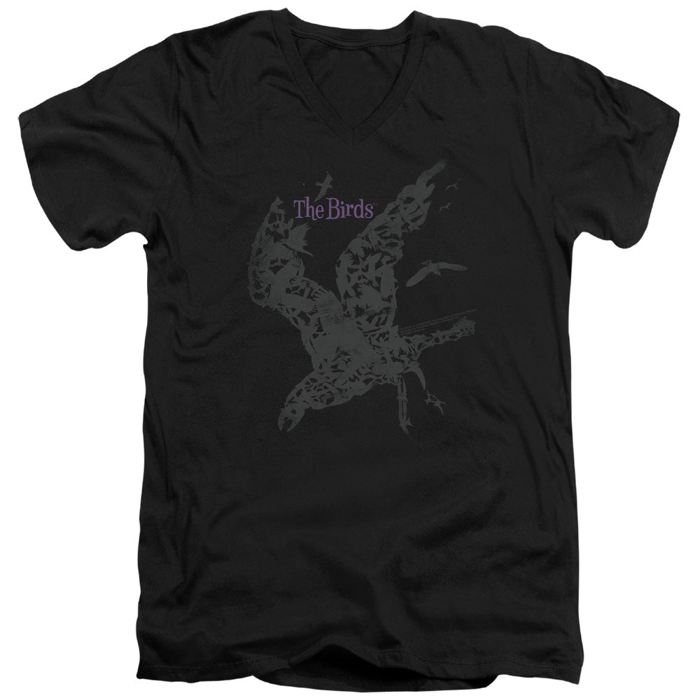 BIRDS/POSTER - S/S ADULT V-NECK 30/1 - BLACK - 2X  BLACK