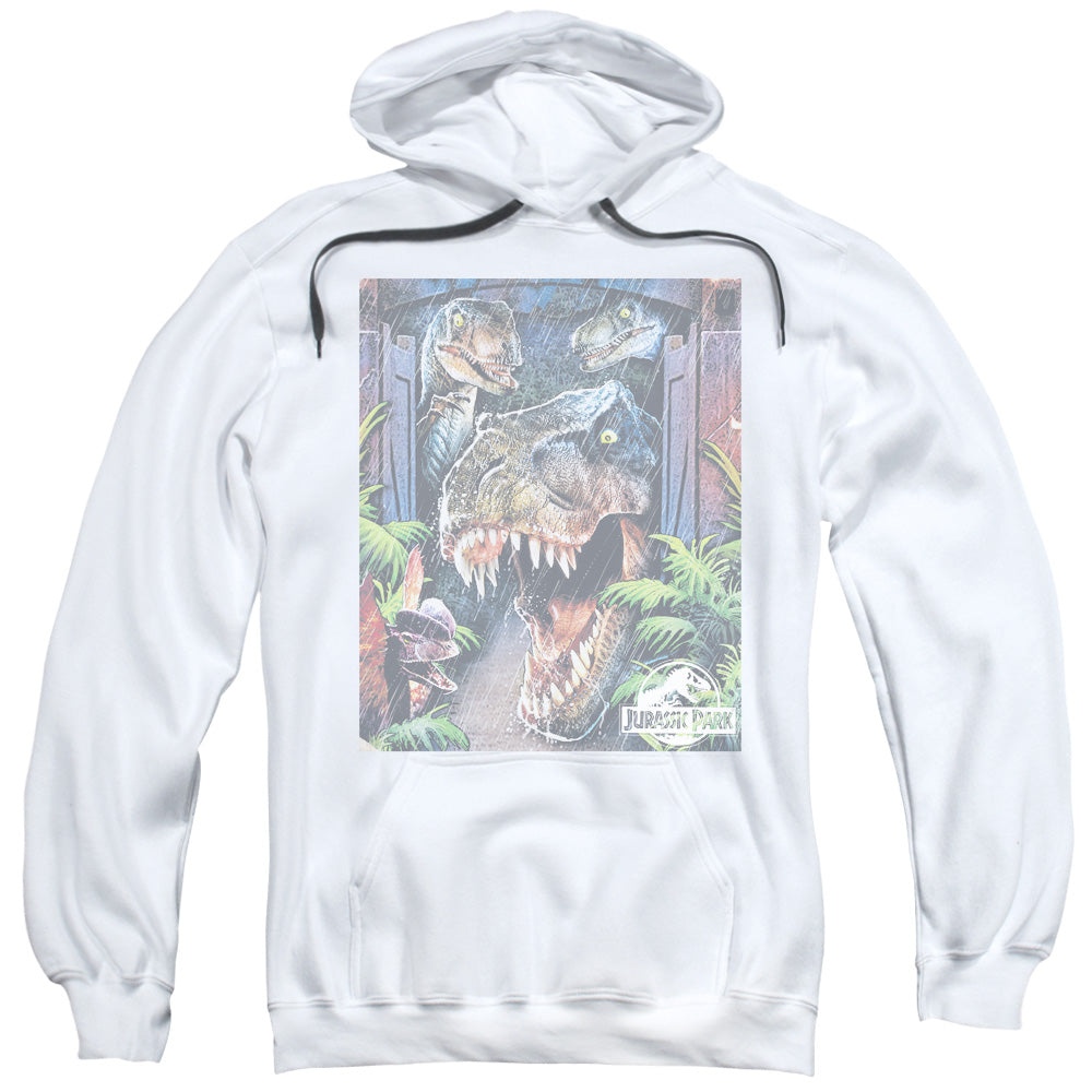 JURASSIC PARK/GIANT DOOR - ADULT PULLOVER HOODIE - WHITE
