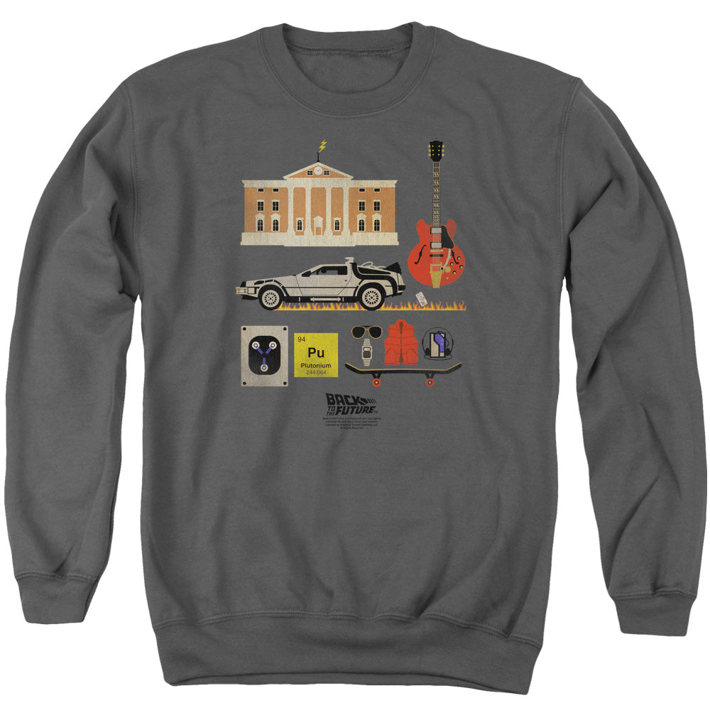 BACK TO THE FUTURE/ITEMS - ADULT CREWNECK SWEATSHIRT - CHARCOAL