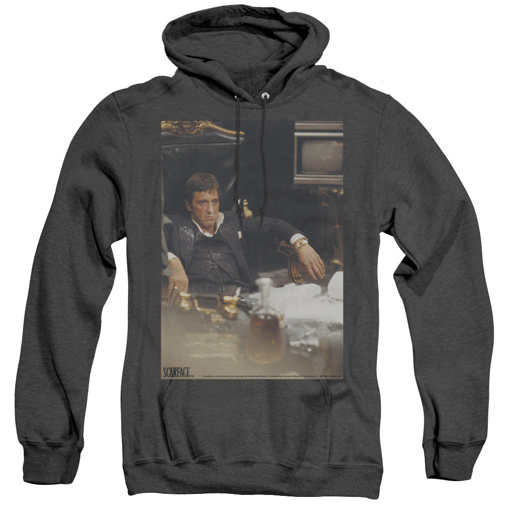 SCARFACE/SIT BACK - ADULT HEATHER HOODIE - BLACK