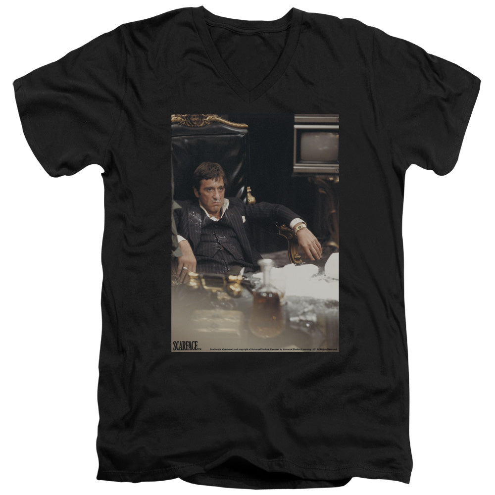 SCARFACE/SIT BACK - S/S ADULT V-NECK 30/1 - BLACK