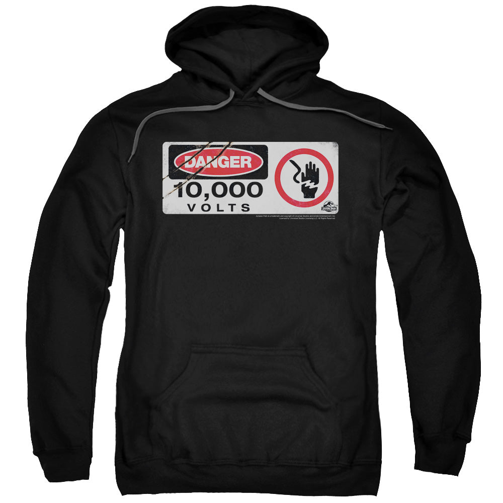 JURASSIC PARK/ELECTRIC FENCE SIGN - ADULT PULLOVER HOODIE - BLACK