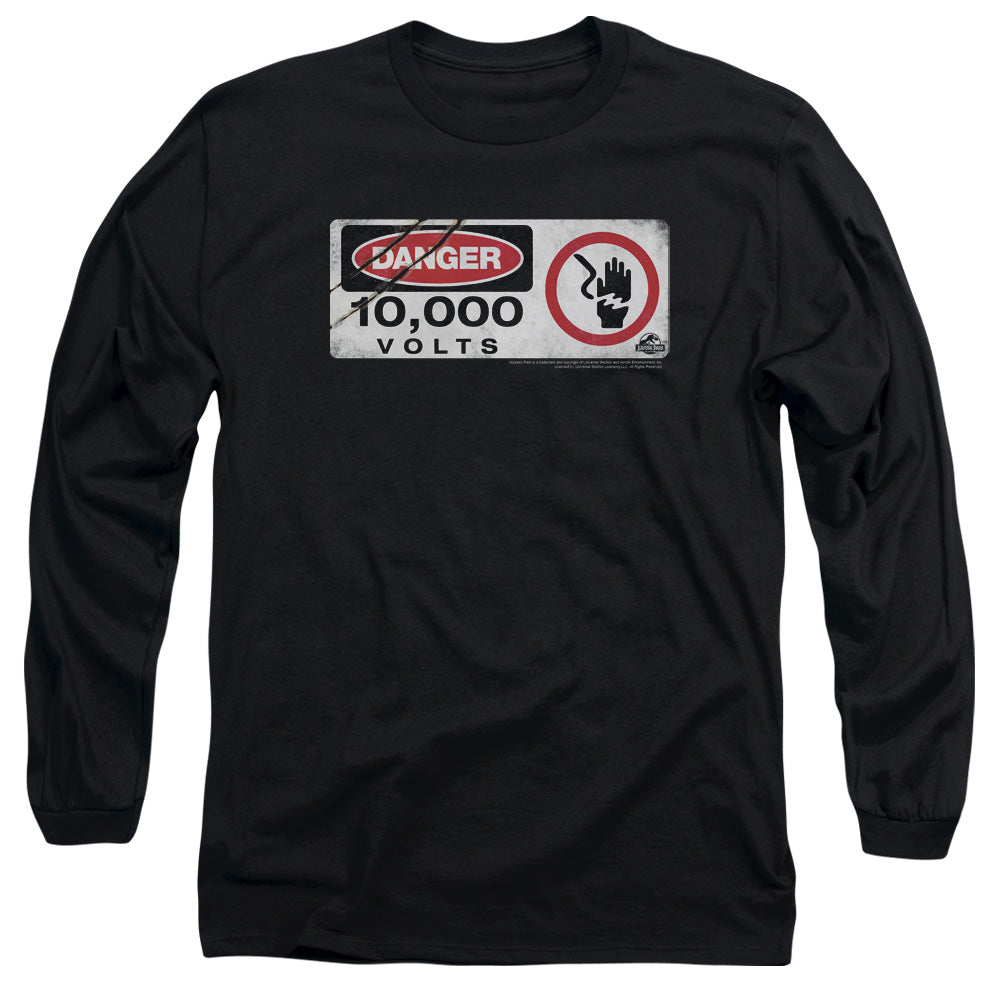JURASSIC PARK/ELECTRIC FENCE SIGN -  L/S ADULT 18/1  - BLACK