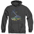 JURASSIC PARK/TURN IT OFF - ADULT HEATHER HOODIE - BLACK