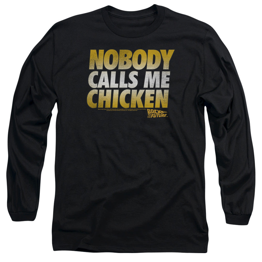 BACK TO THE FUTURE/CHICKEN - L/S ADULT 18/1 - BLACK