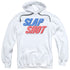 SLAP SHOT/BLUE AND RED LOGO - ADULT PULLOVER HOODIE - WHITE