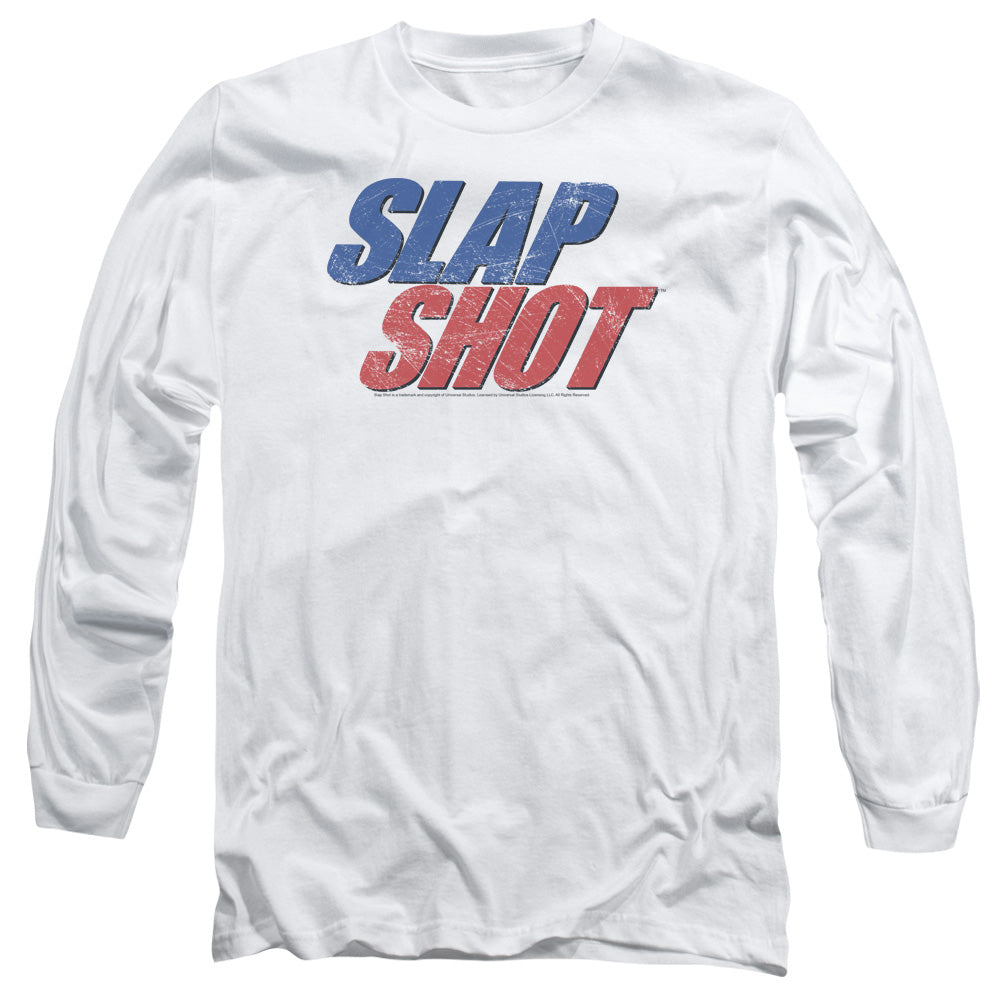 SLAP SHOT/BLUE AND RED LOGO -  L/S ADULT 18/1  - WHITE