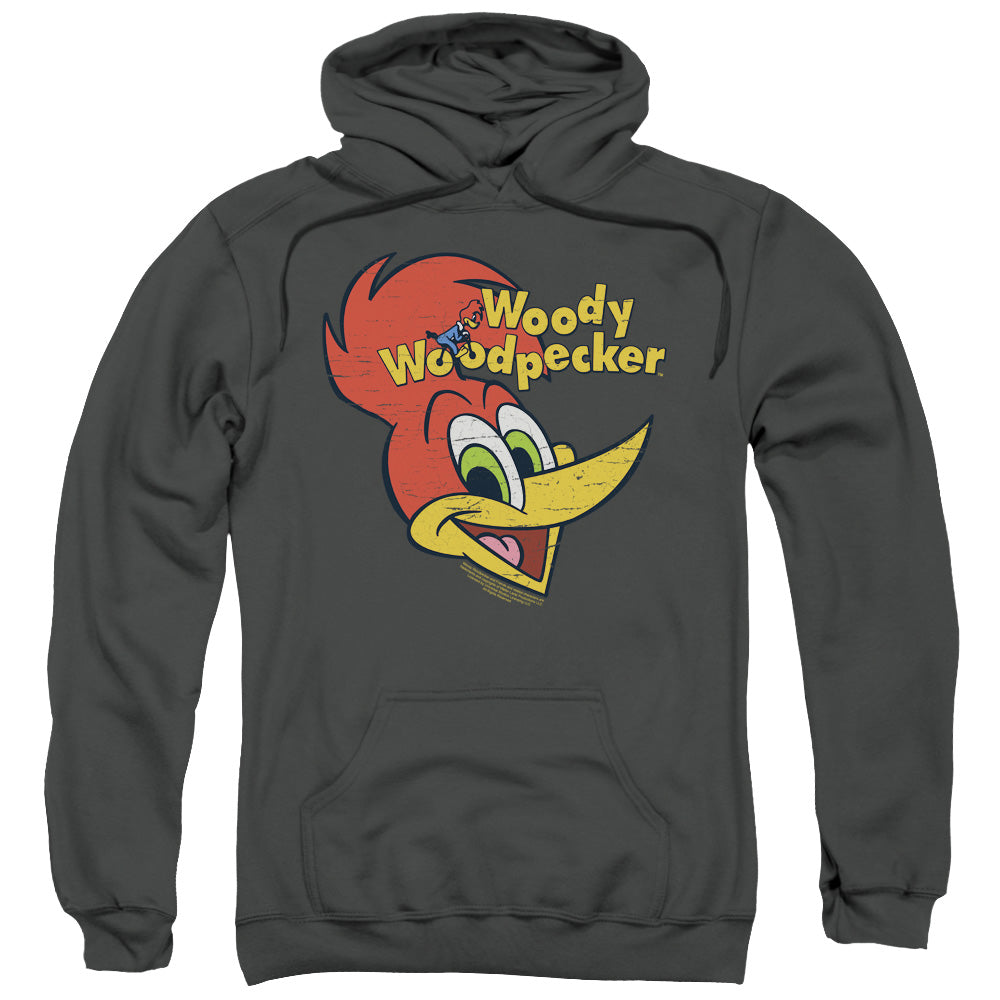 WOODY WOODPECKER/RETRO LOGO - ADULT PULLOVER HOODIE - CHARCOAL