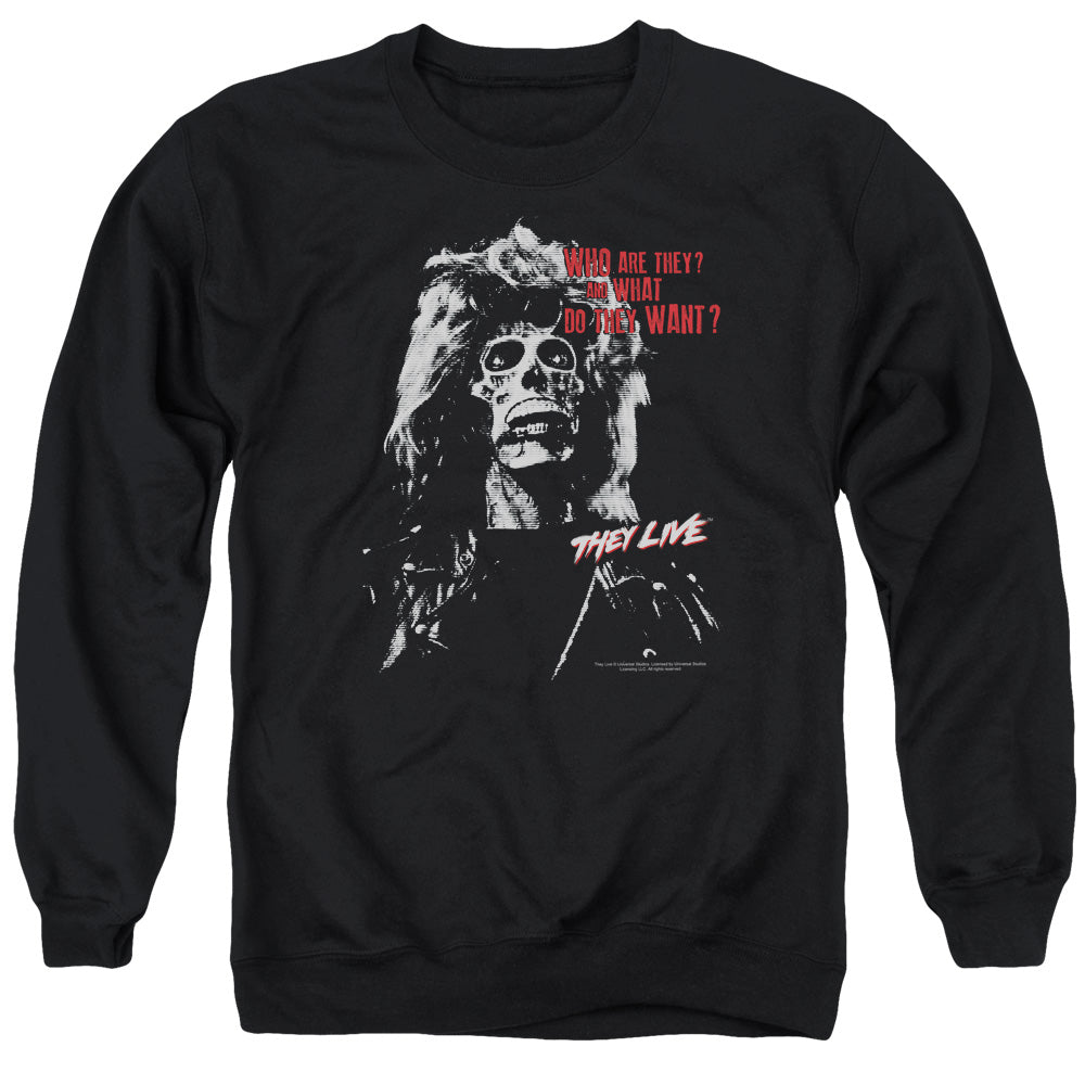 THEY LIVE/THEY WANT - ADULT CREWNECK SWEATSHIRT - BLACK