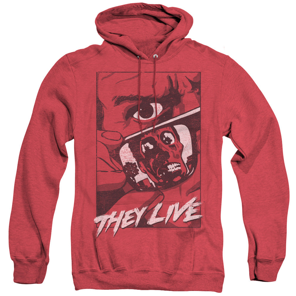 THEY LIVE/GRAPHIC POSTER - ADULT HEATHER HOODIE - RED