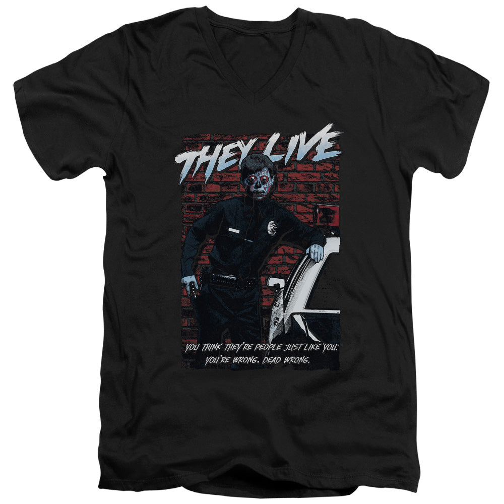 THEY LIVE/DEAD WRONG - S/S ADULT V-NECK 30/1 - BLACK