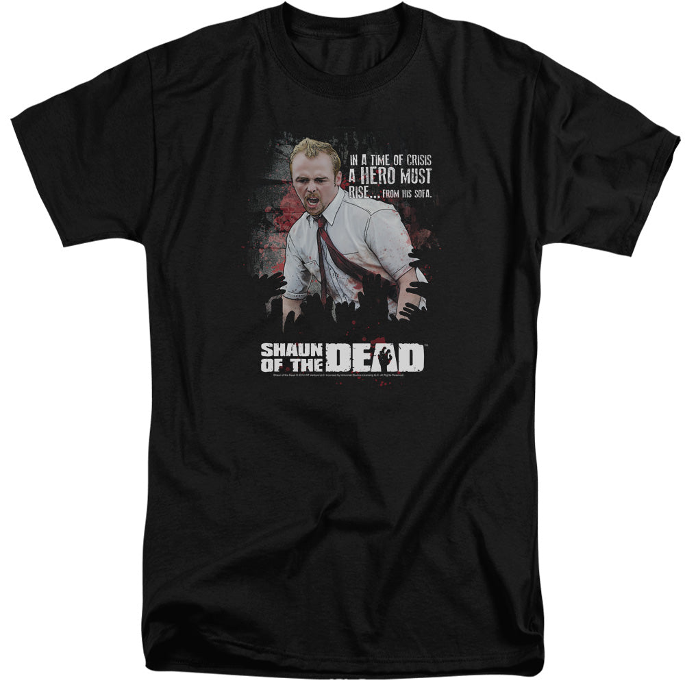 SHAUN OF THE DEAD/HERO MUST RISE - S/S ADULT TALL 18/1 - BLACK