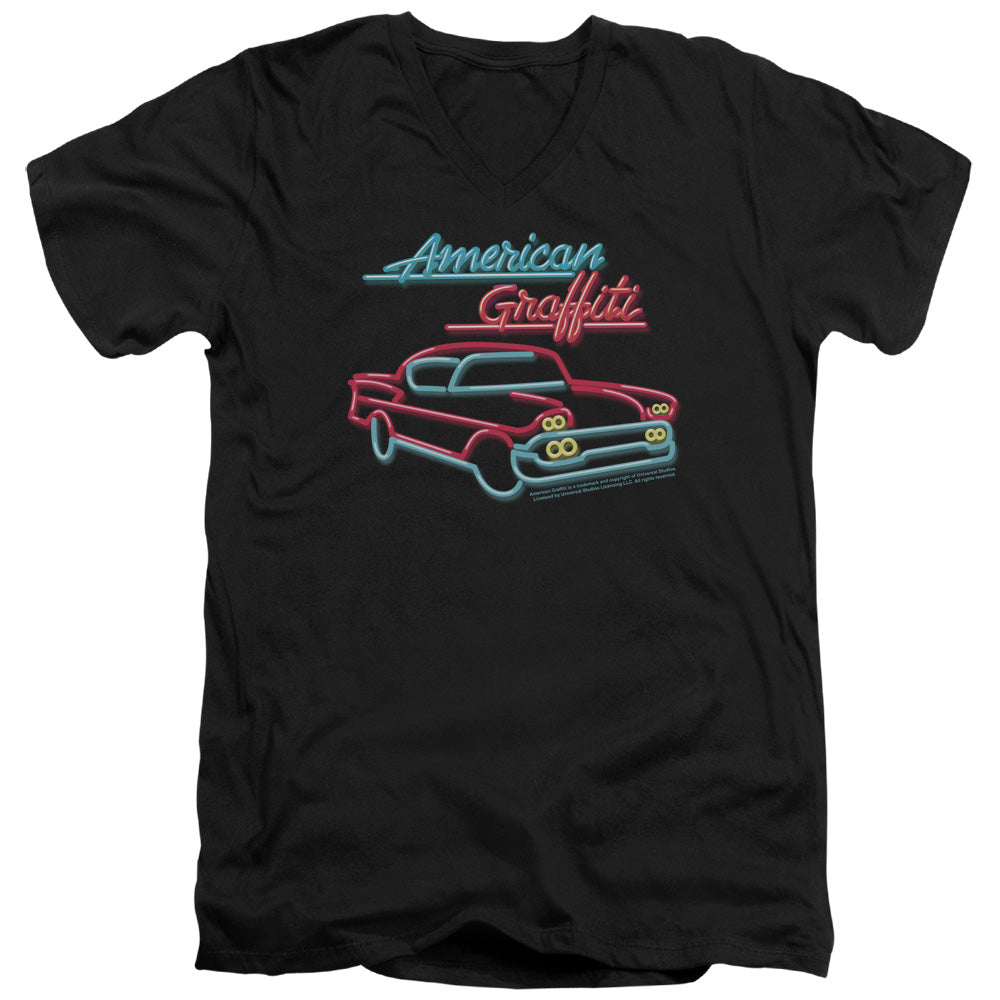 AMERICAN GRAFITTI/NEON - S/S ADULT V-NECK 30/1 - BLACK - 2X  BLACK