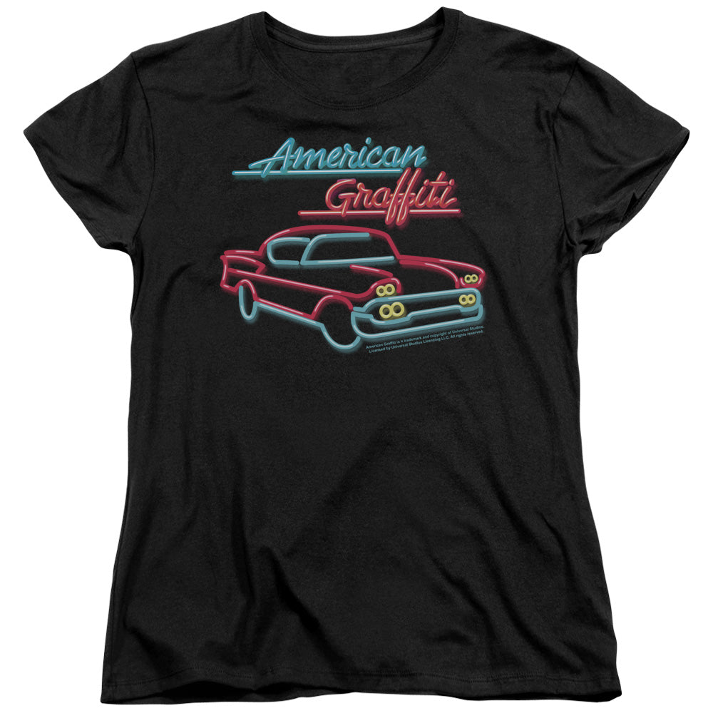 AMERICAN GRAFITTI/NEON - S/S WOMENS TEE - BLACK