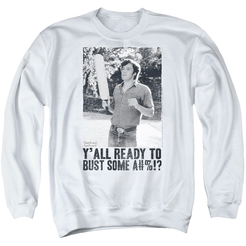 DAZED AND CONFUSED/PADDLE - ADULT CREWNECK SWEATSHIRT - WHITE