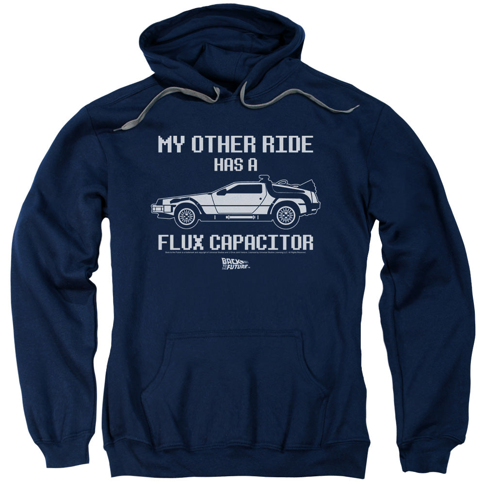 BACK TO THE FUTURE/OTHER RIDE - ADULT PULLOVER HOODIE - NAVY - 2X  NAVY