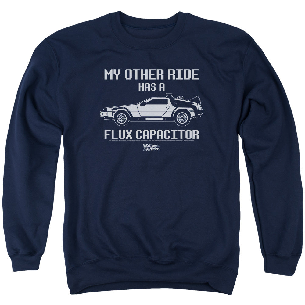 BACK TO THE FUTURE/OTHER RIDE - ADULT CREWNECK SWEATSHIRT - NAVY